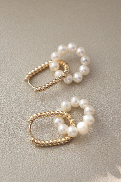 Freshwater Pearl Hoop Earrings - Crafted with freshwater pearl