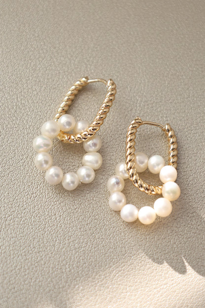 Freshwater Pearl Hoop Earrings - Crafted with freshwater pearl