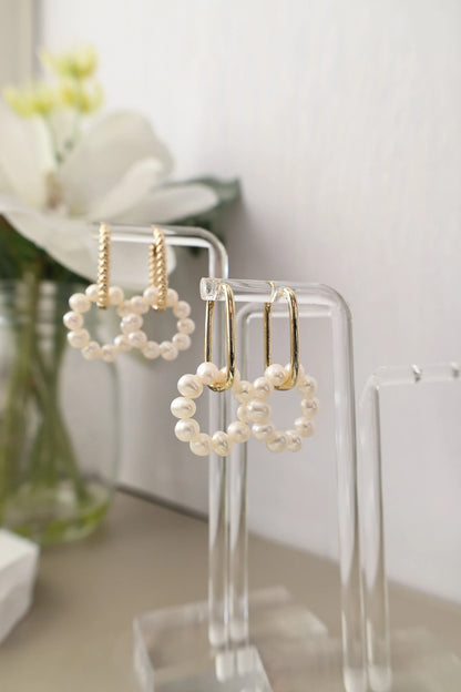 Freshwater Pearl Hoop Earrings - Crafted with freshwater pearl