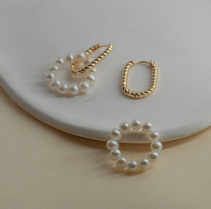 Freshwater Pearl Hoop Earrings - Crafted with freshwater pearl