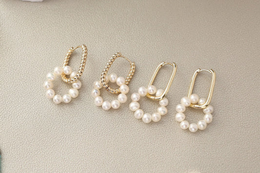 Freshwater Pearl Hoop Earrings - Crafted with freshwater pearl