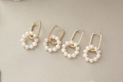 Freshwater Pearl Hoop Earrings - Crafted with freshwater pearl