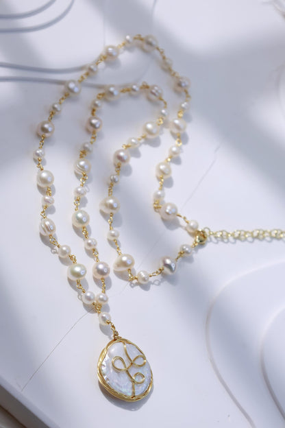 Baroque Pearl Pendant Necklace - Crafted with Brass