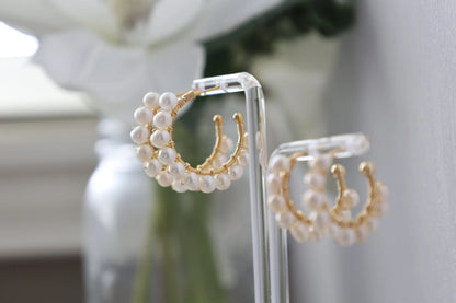Freshwater Pearl Hoop Earrings - Crafted with freshwater pearl