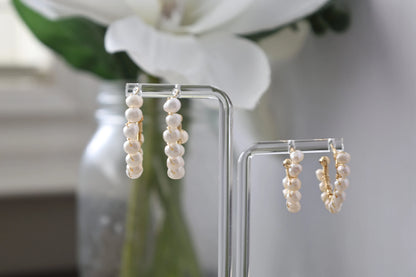 Freshwater Pearl Hoop Earrings - Crafted with freshwater pearl