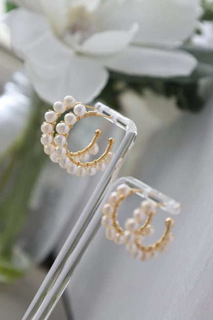 Freshwater Pearl Hoop Earrings - Crafted with freshwater pearl