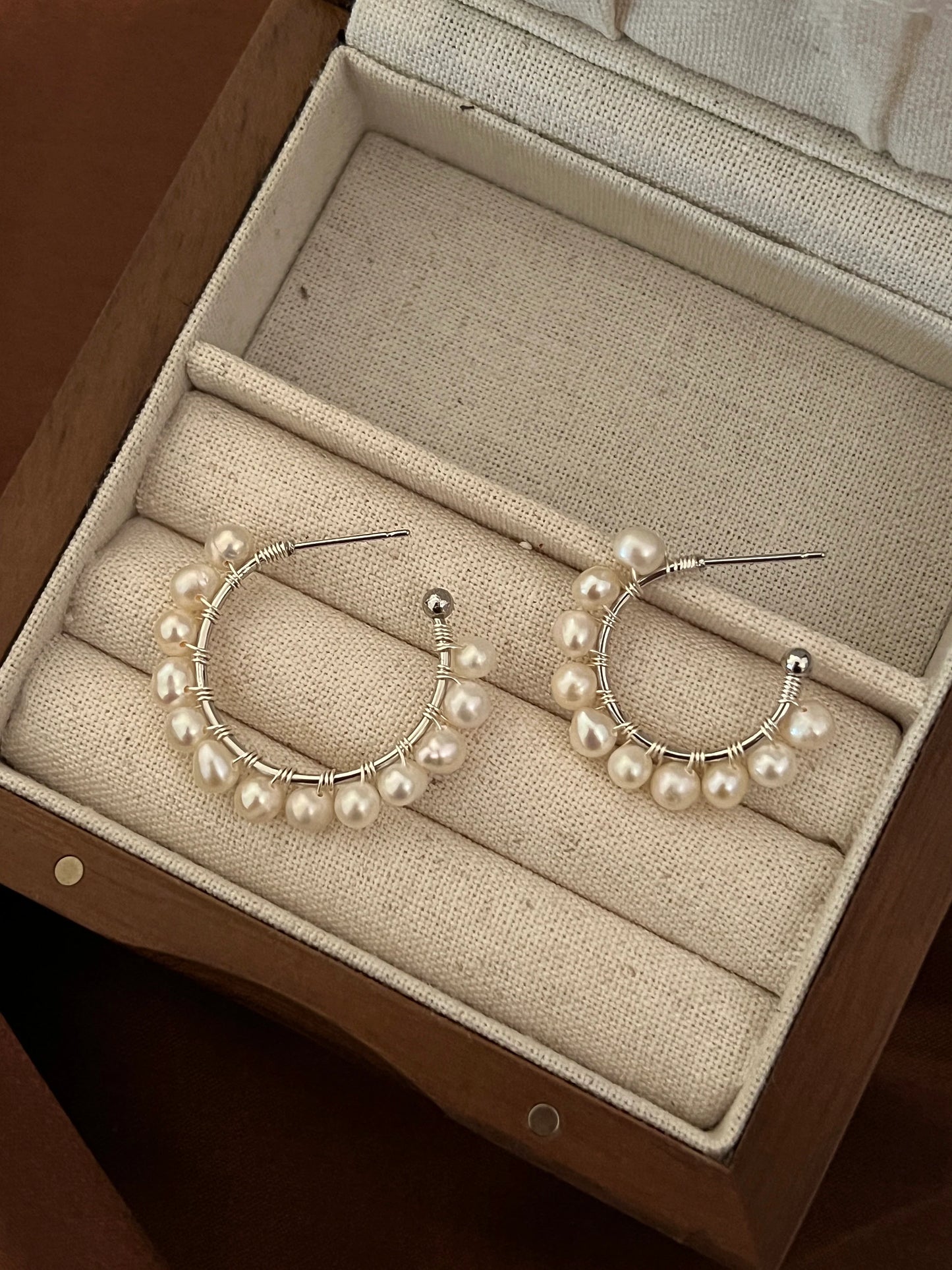 Freshwater Pearl Hoop Earrings - Crafted with freshwater pearl