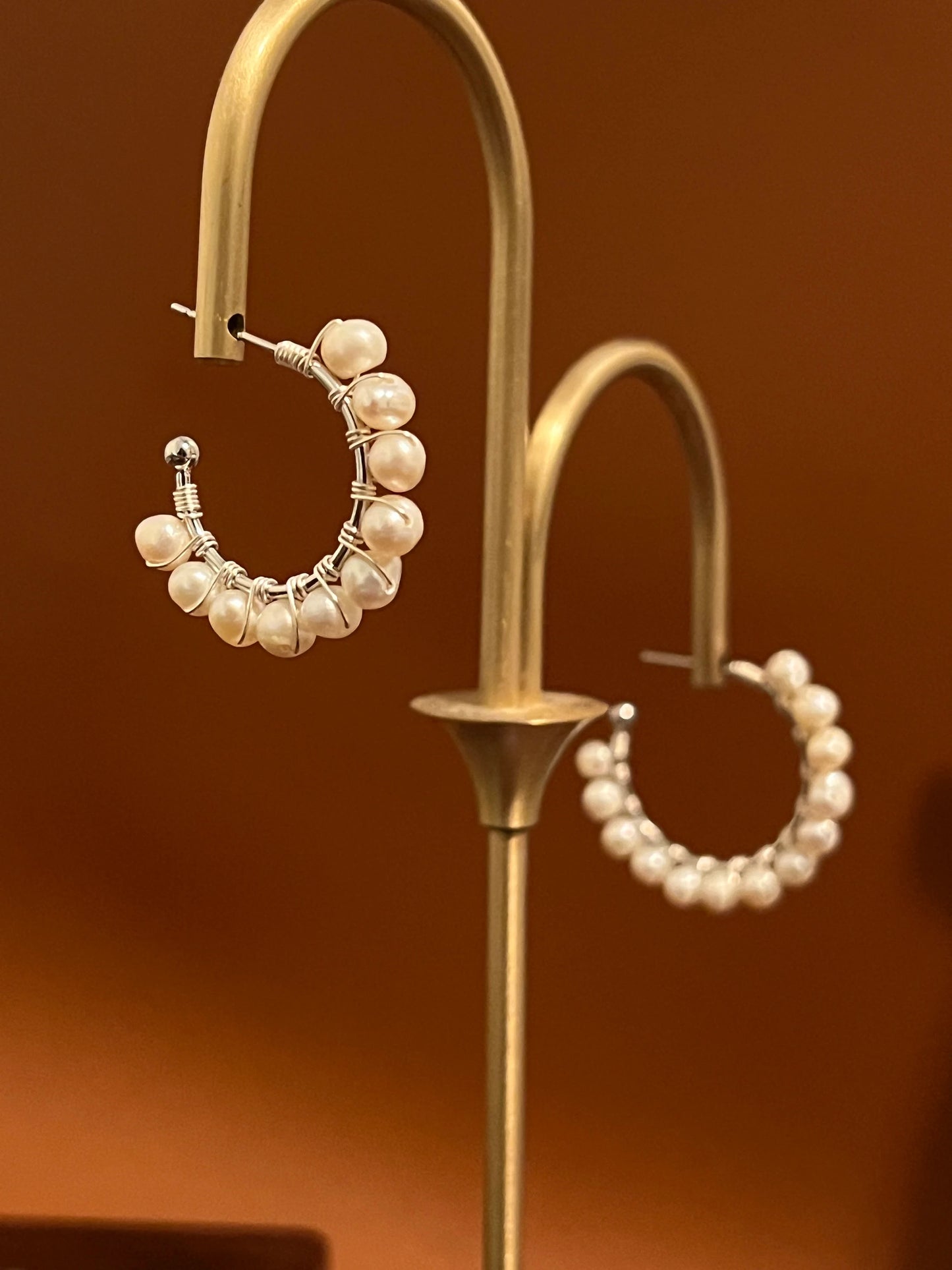 Freshwater Pearl Hoop Earrings - Crafted with freshwater pearl
