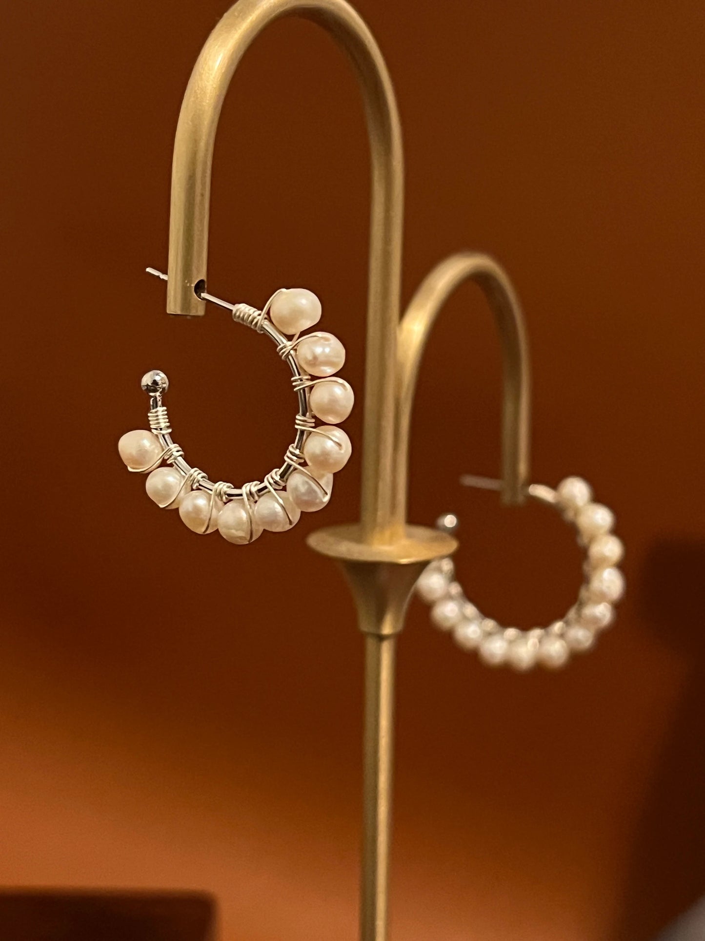 Freshwater Pearl Hoop Earrings - Crafted with freshwater pearl