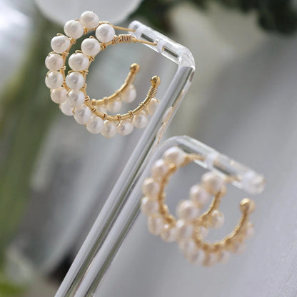 Freshwater Pearl Hoop Earrings - Crafted with freshwater pearl