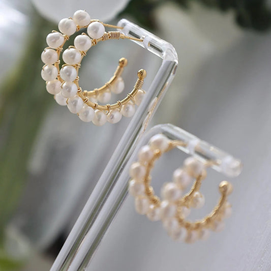 Freshwater Pearl Hoop Earrings - Crafted with freshwater pearl