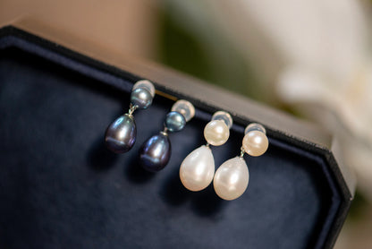 Freshwater Pearl Drop Earrings - Crafted with Silver