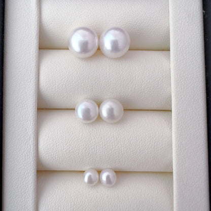 Sterling Silver Pearl Stud Earring Set - Crafted with Sterling silver