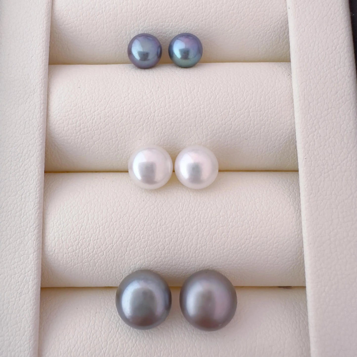 Sterling Silver Pearl Stud Earring Set - Crafted with Sterling silver