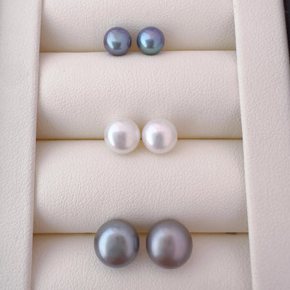 Sterling Silver Pearl Stud Earring Set - Crafted with Sterling silver