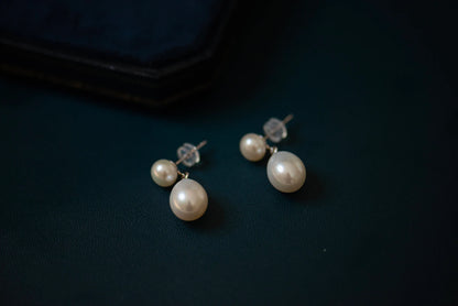 Freshwater Pearl Drop Earrings - Crafted with Silver