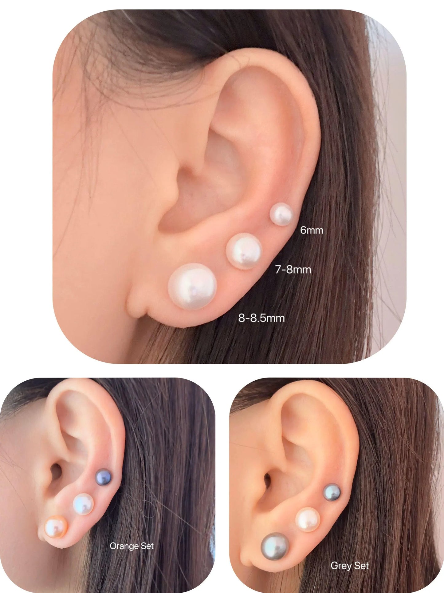 Sterling Silver Pearl Stud Earring Set - Crafted with Sterling silver