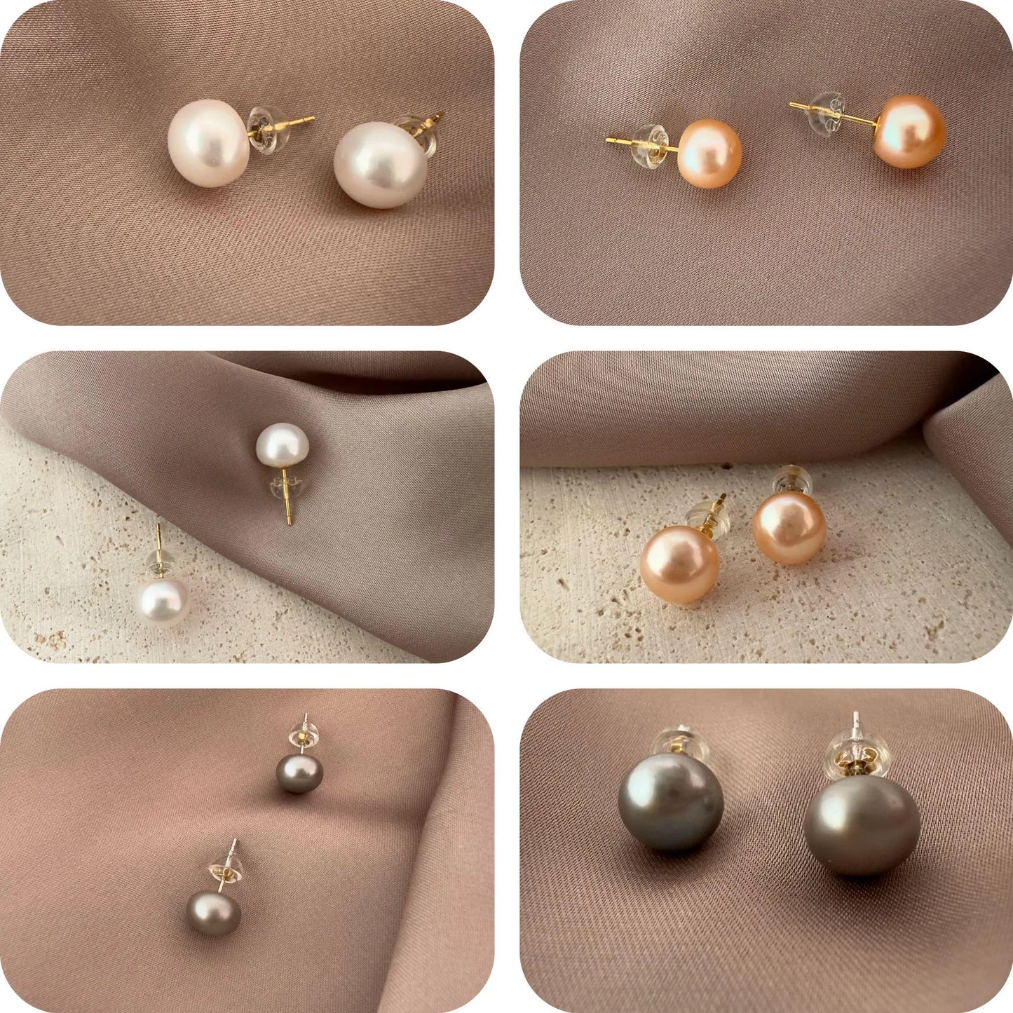 Sterling Silver Pearl Stud Earring Set - Crafted with Sterling silver