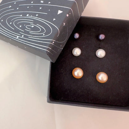 Sterling Silver Pearl Stud Earring Set - Crafted with Sterling silver