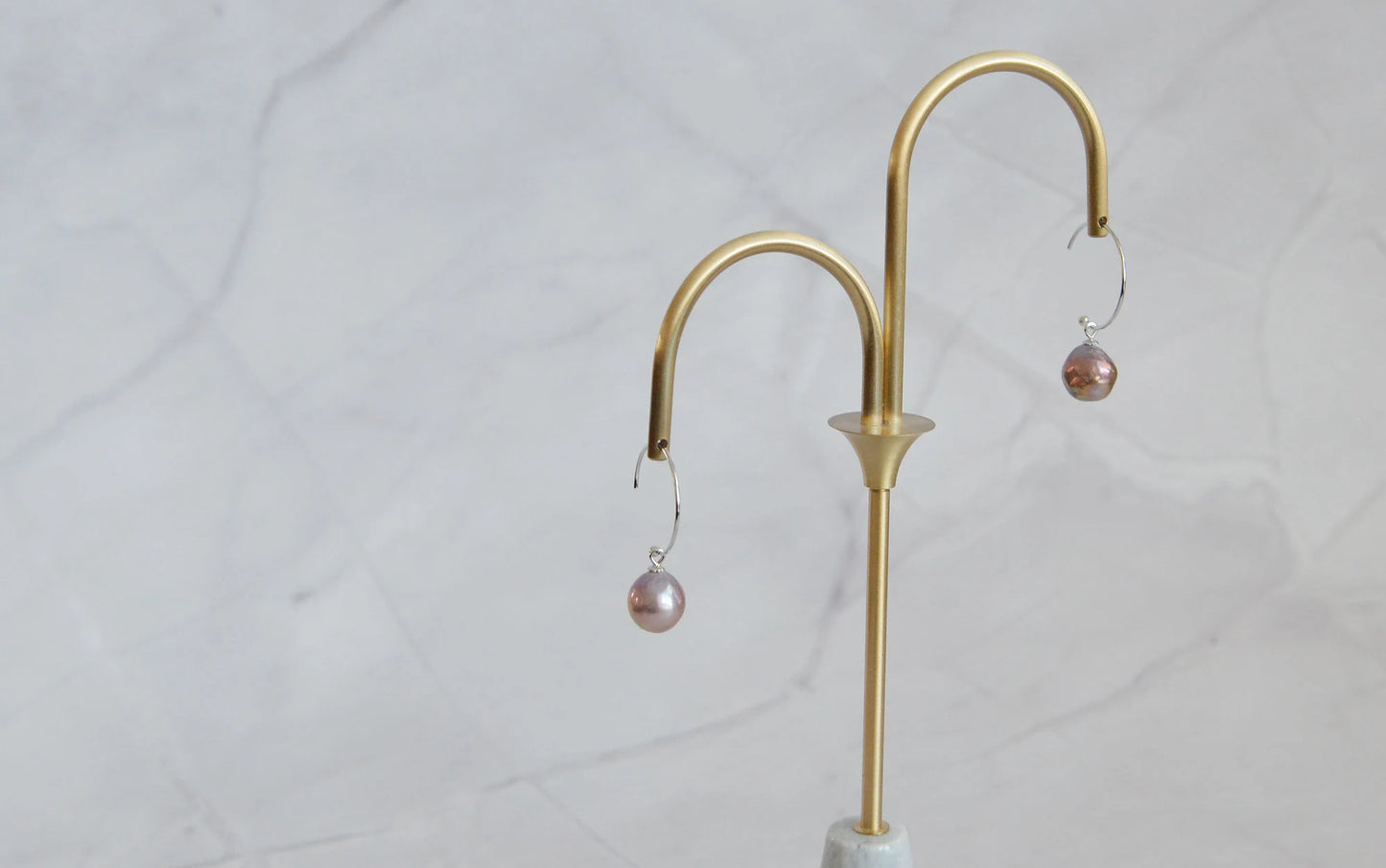 Handmade Baroque Pearl Hoop Earrings - Crafted with Silver