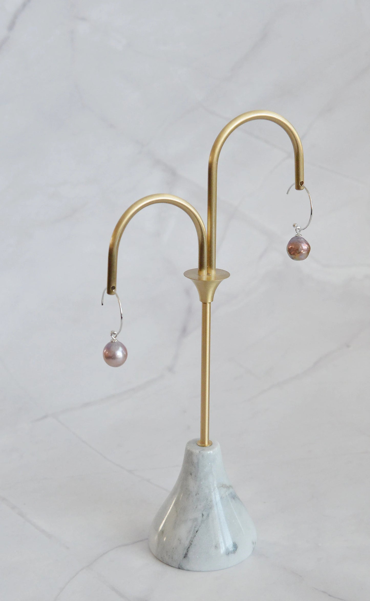 Handmade Baroque Pearl Hoop Earrings - Crafted with Silver