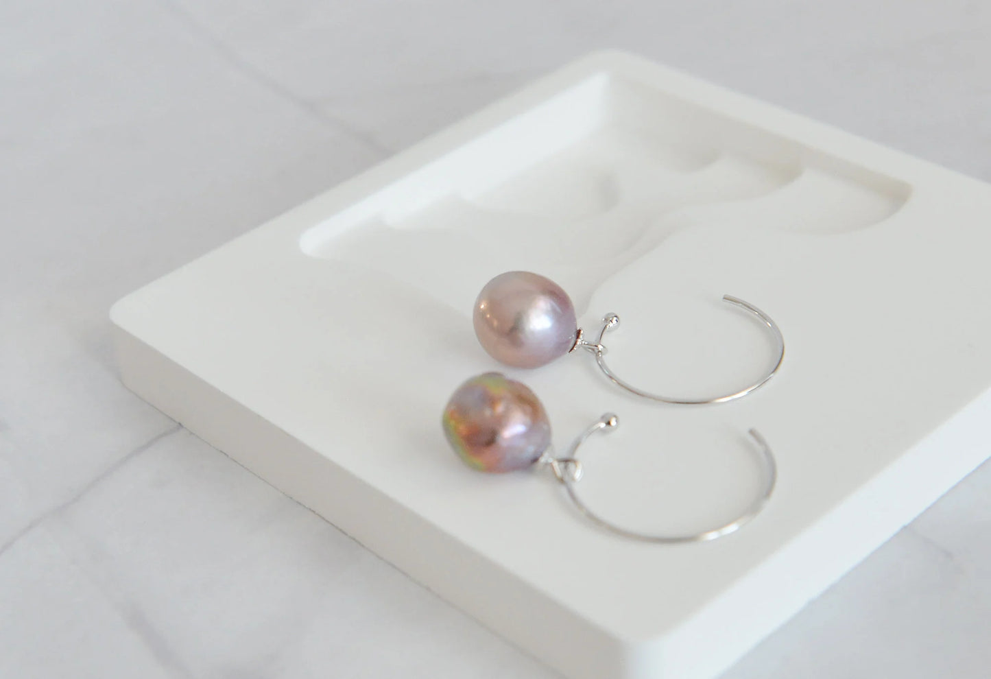 Handmade Baroque Pearl Hoop Earrings - Crafted with Silver