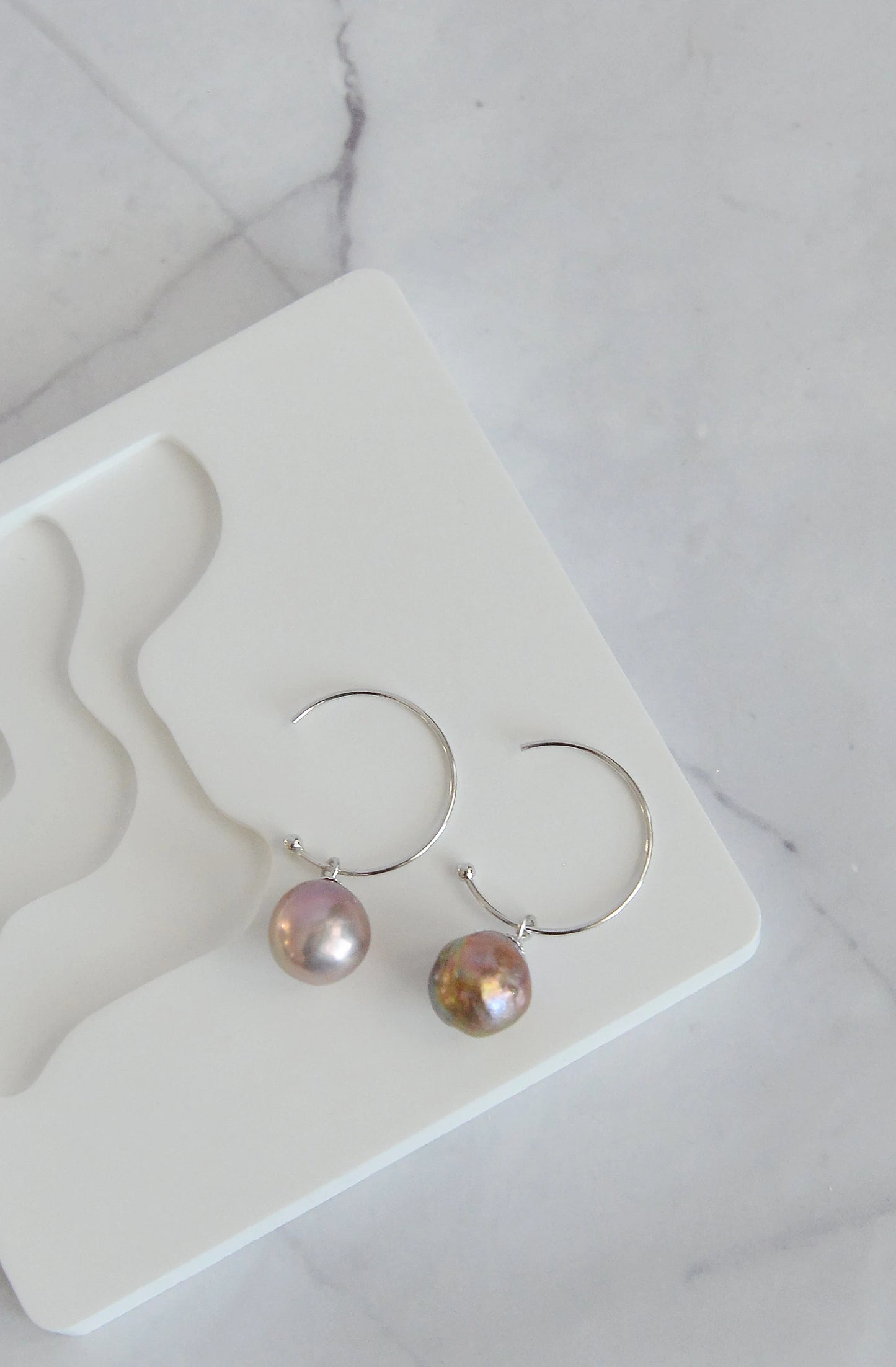 Handmade Baroque Pearl Hoop Earrings - Crafted with Silver