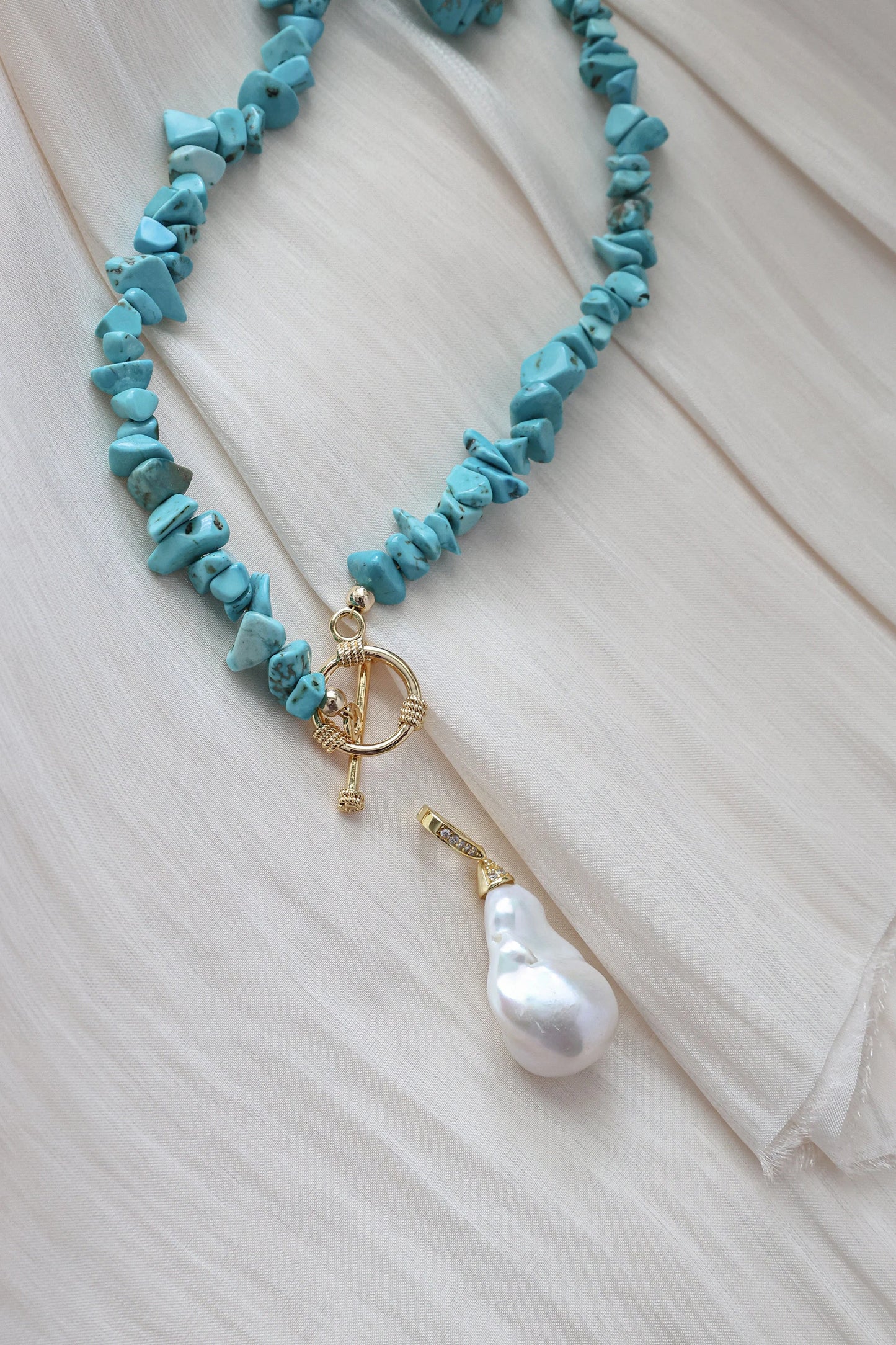 Turquoise & Baroque Pearl Necklace