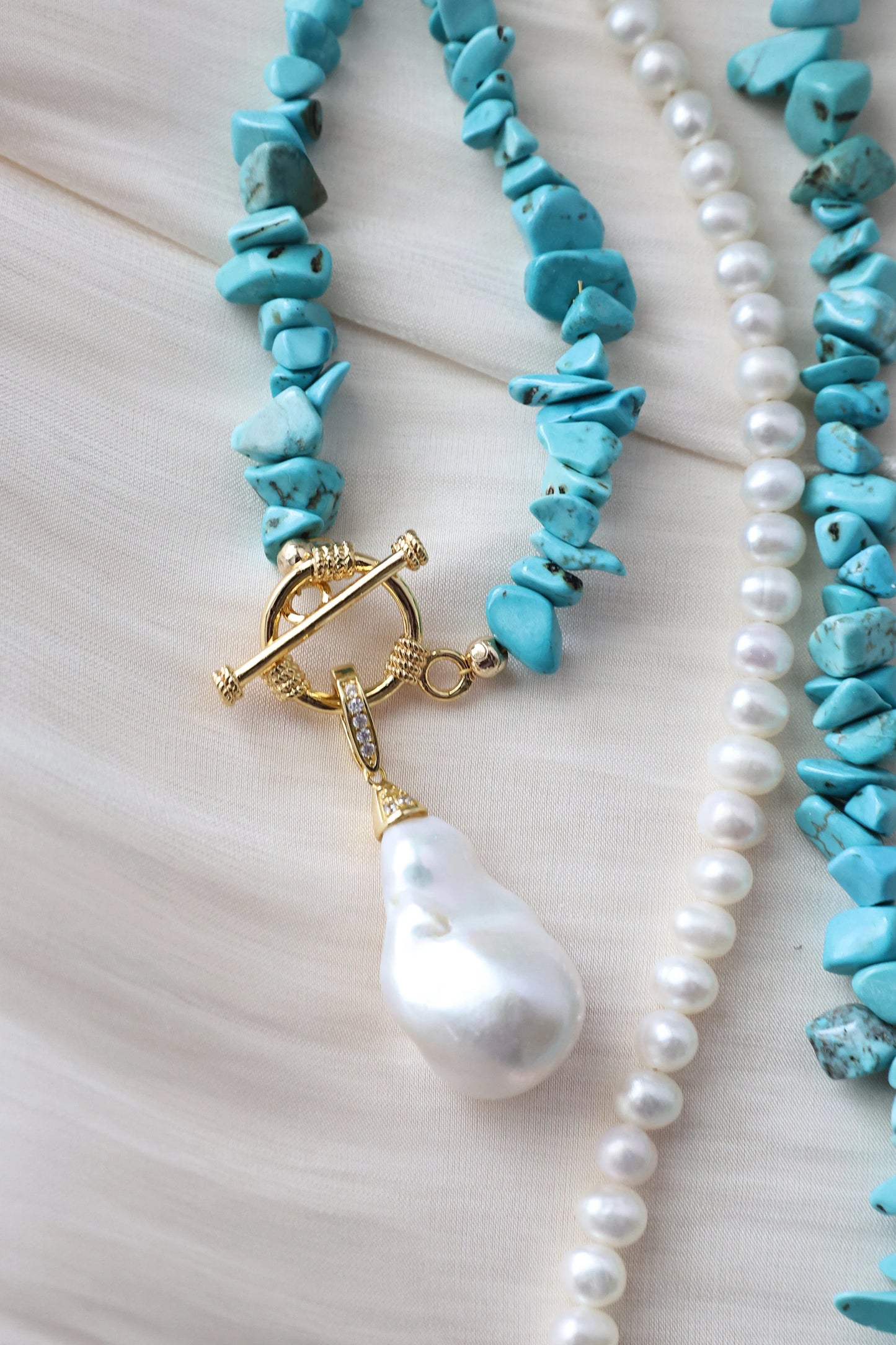 Turquoise & Baroque Pearl Necklace