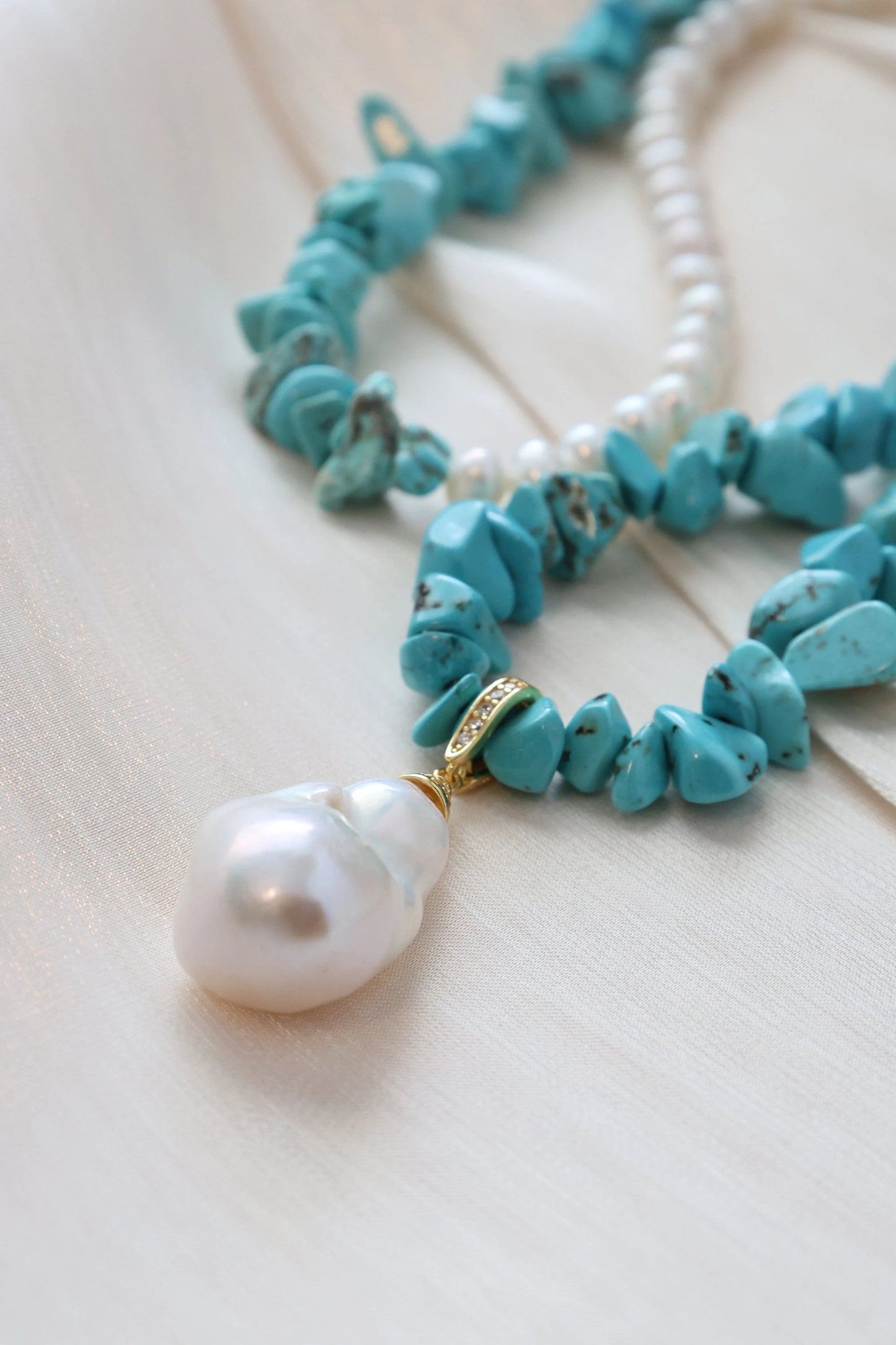 Turquoise & Baroque Pearl Necklace