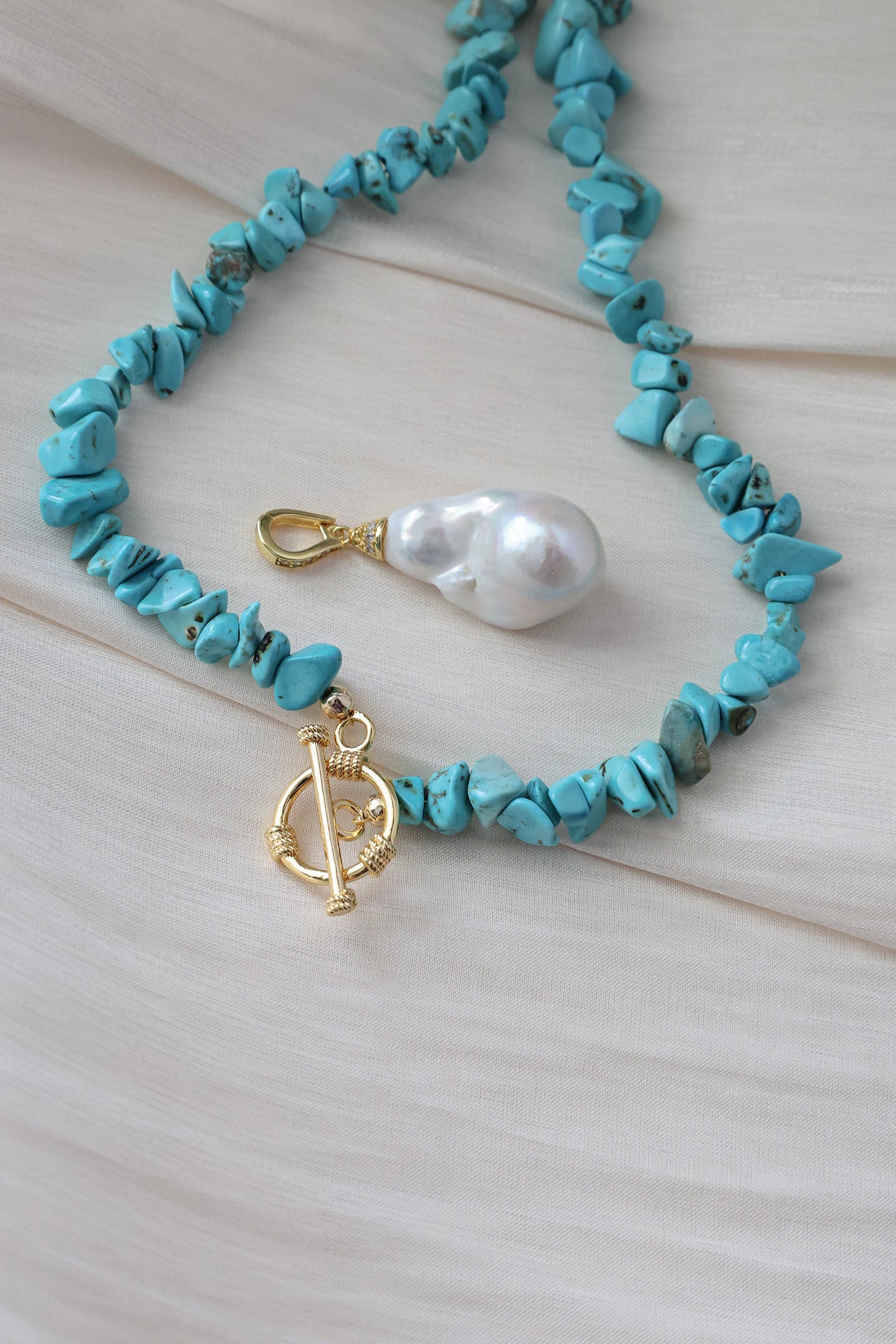 Turquoise & Baroque Pearl Necklace