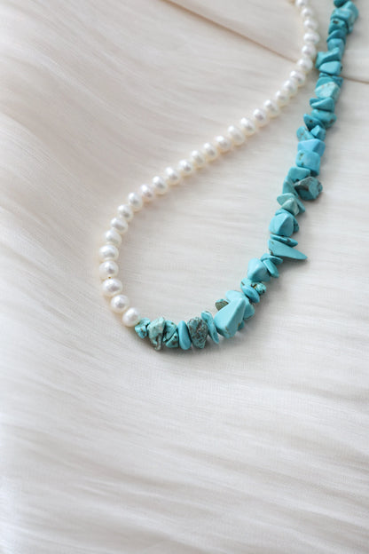 Turquoise & Baroque Pearl Necklace