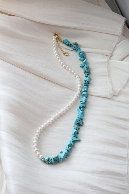 Turquoise & Baroque Pearl Necklace