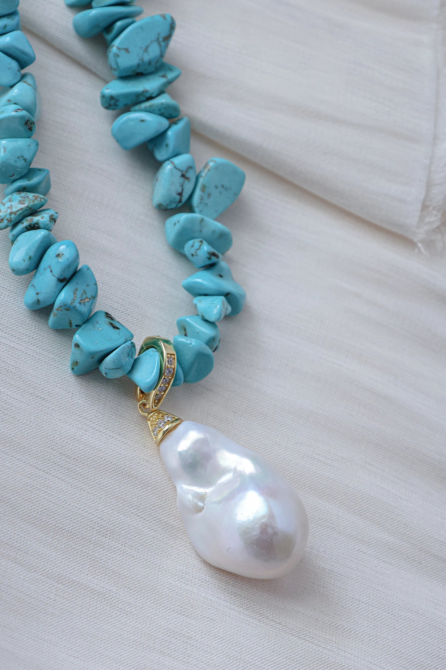Turquoise & Baroque Pearl Necklace