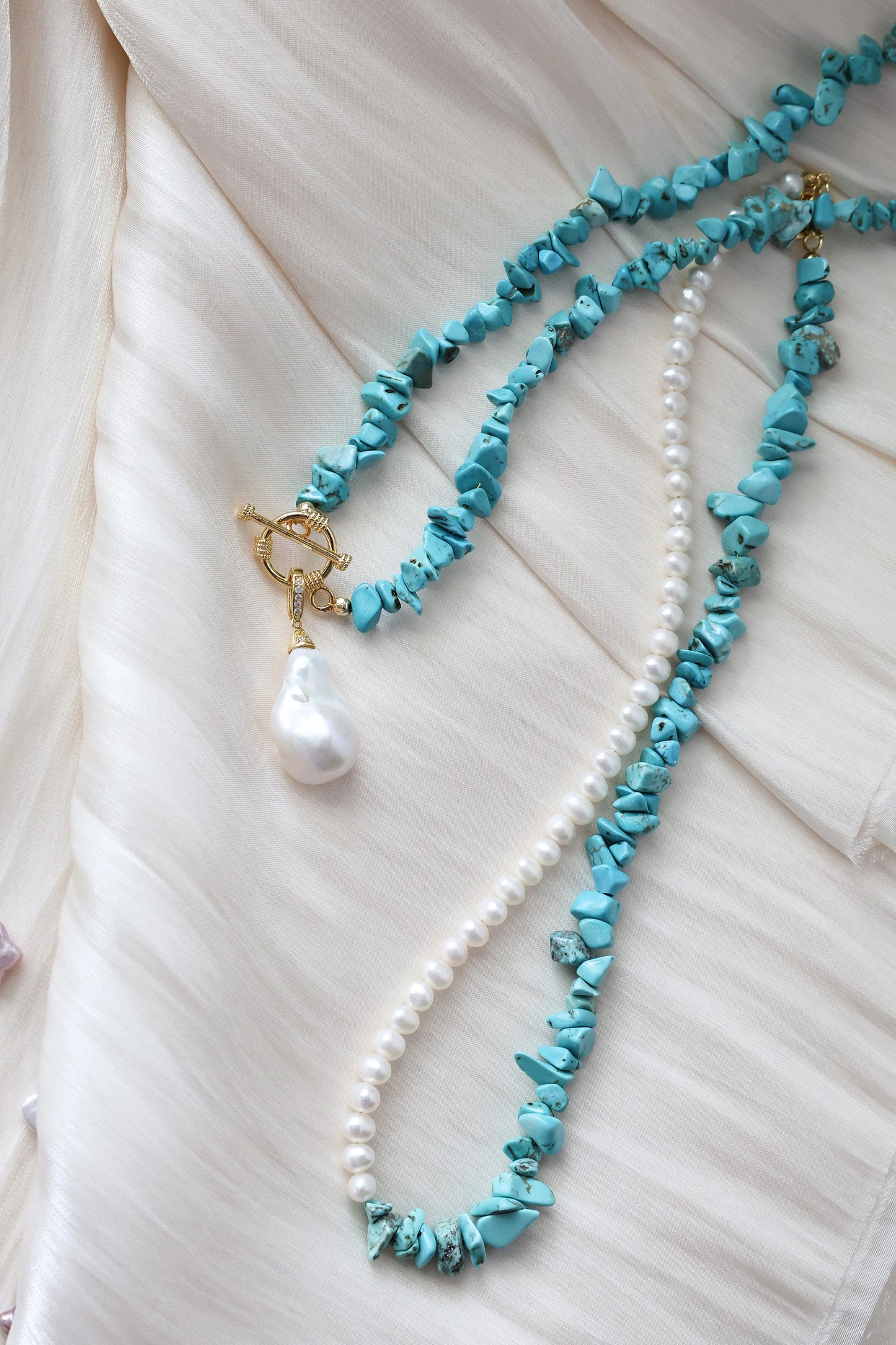 Turquoise & Baroque Pearl Necklace