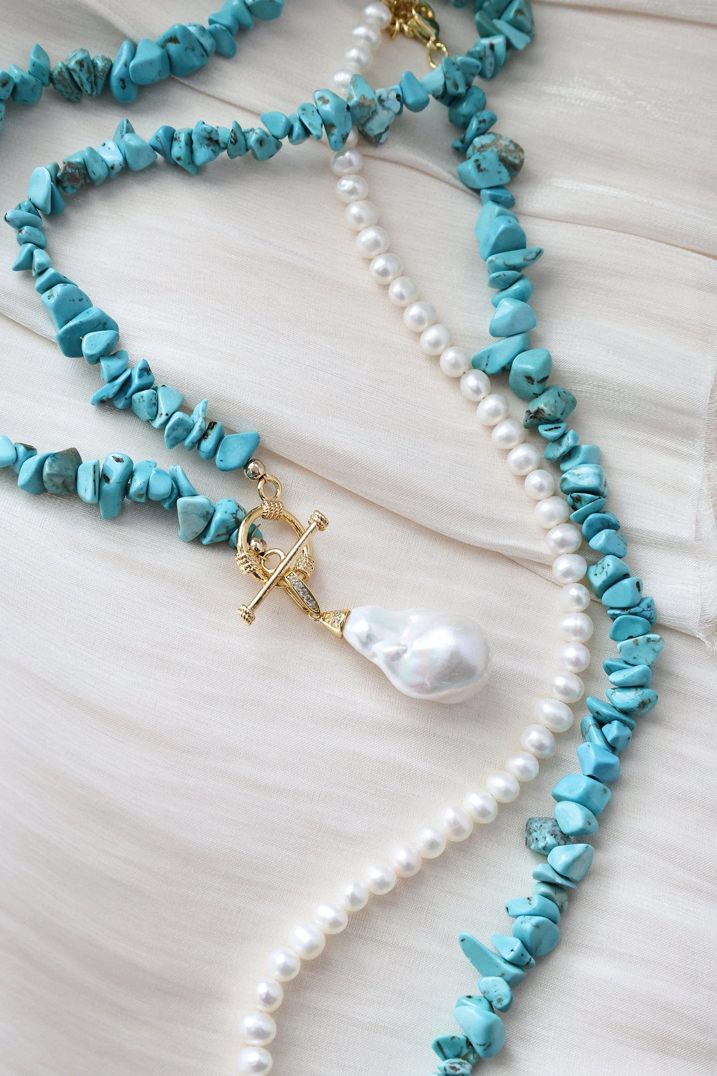 Turquoise & Baroque Pearl Necklace