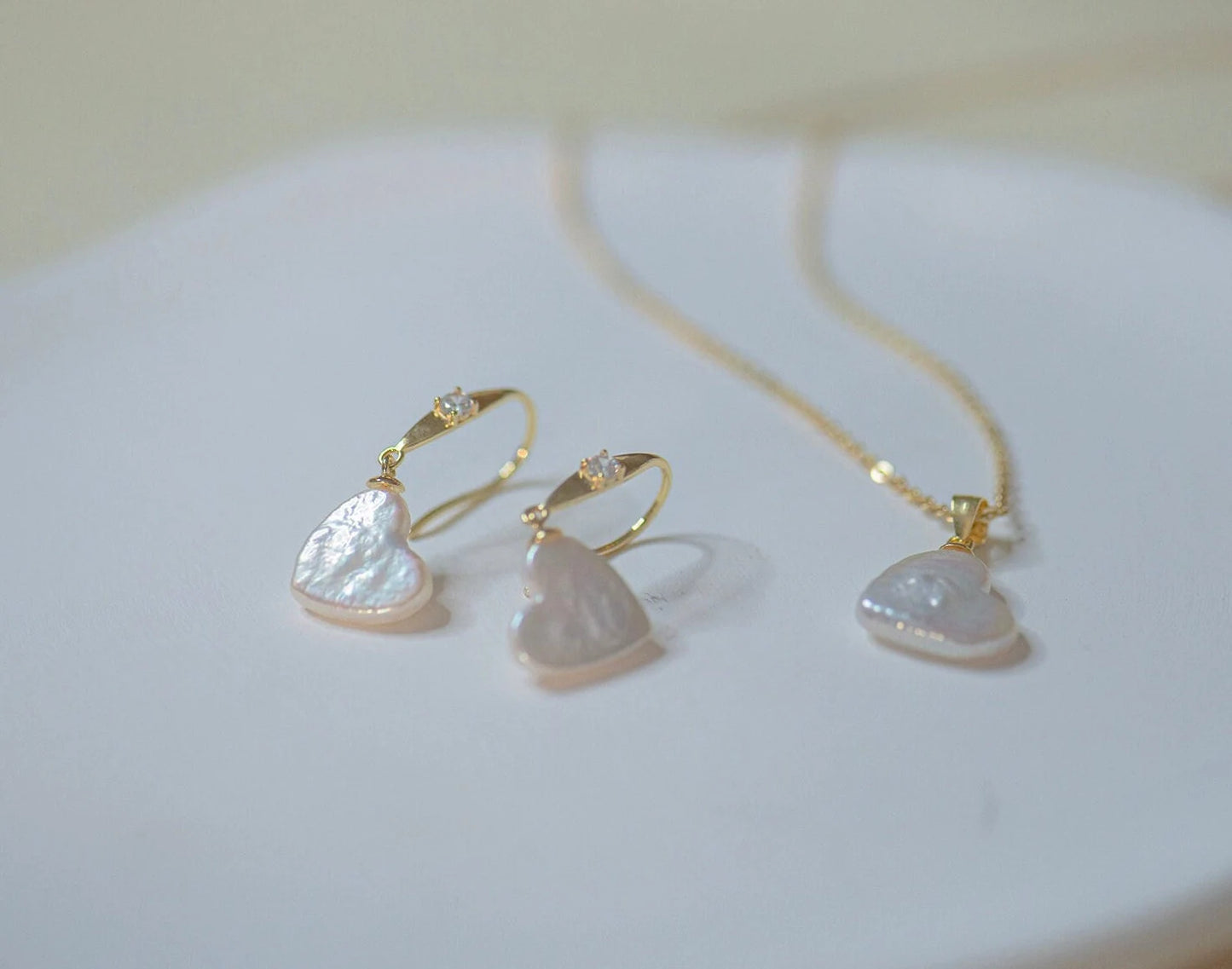 Heart Pearl Jewelry Set - Crafted with Sterling Silver