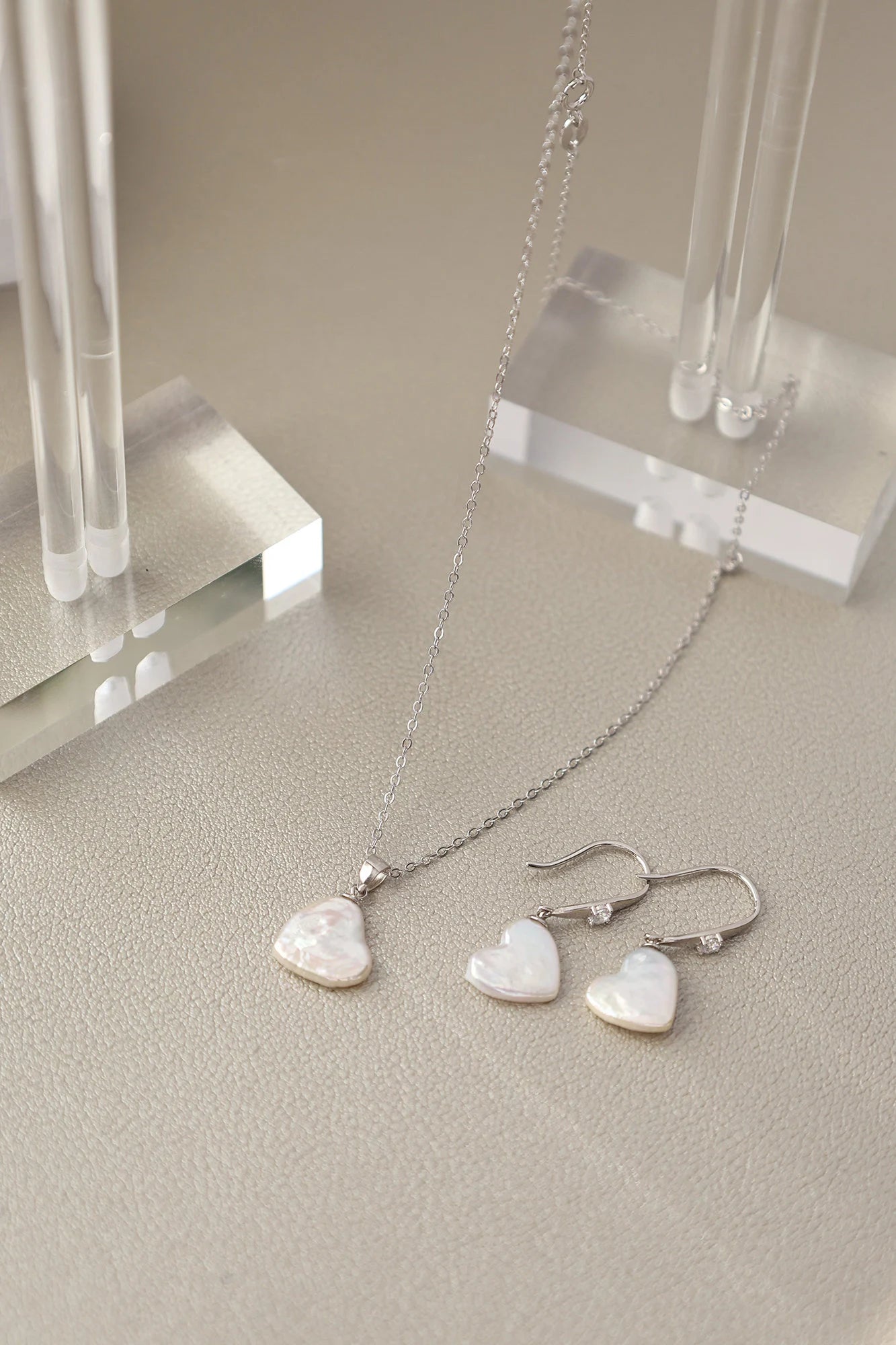Heart Pearl Jewelry Set - Crafted with Sterling Silver