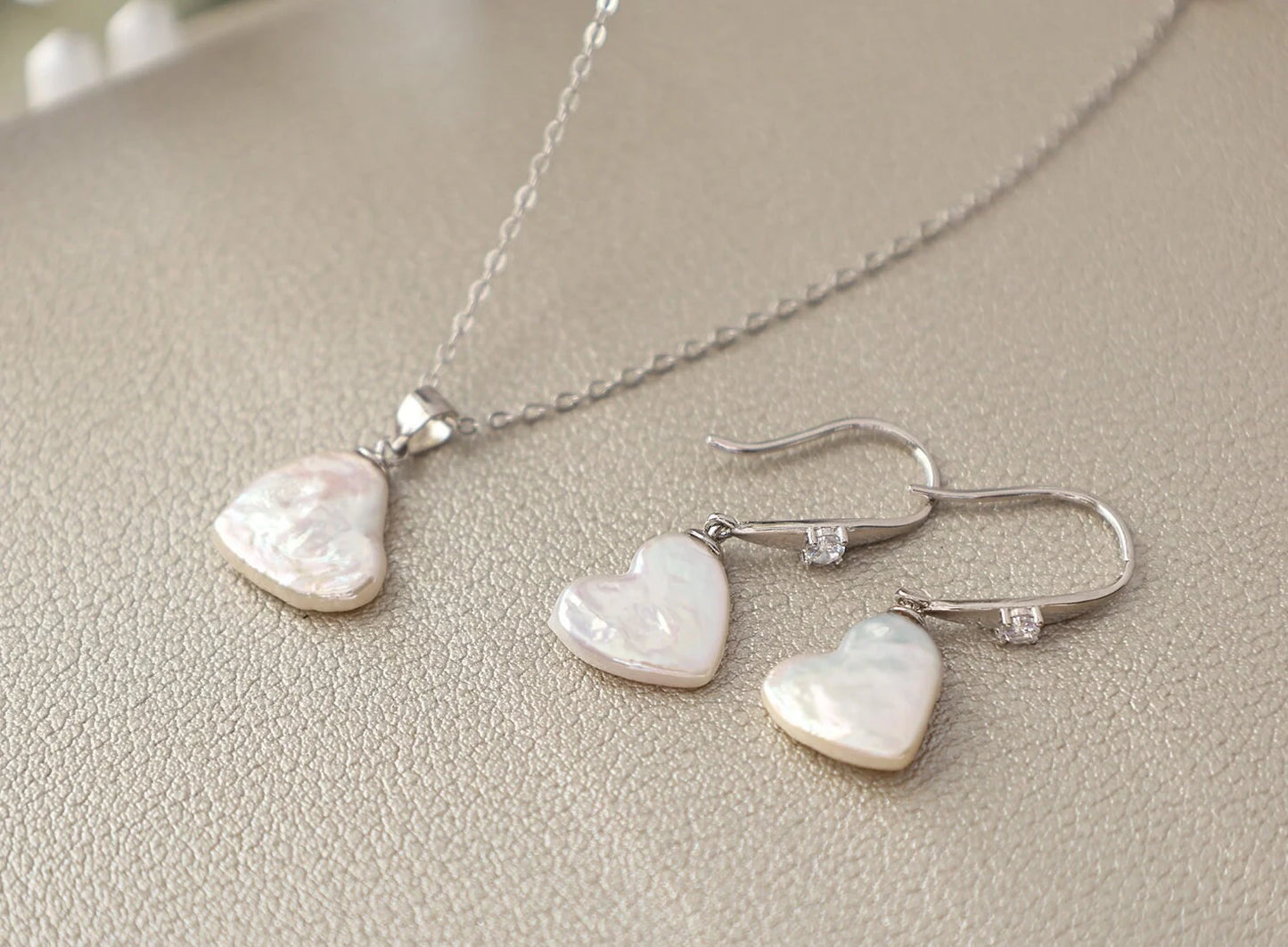 Heart Pearl Jewelry Set - Crafted with Sterling Silver