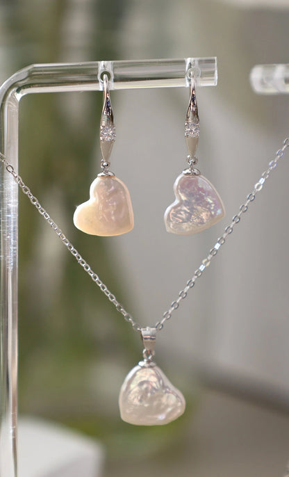 Heart Pearl Jewelry Set - Crafted with Sterling Silver