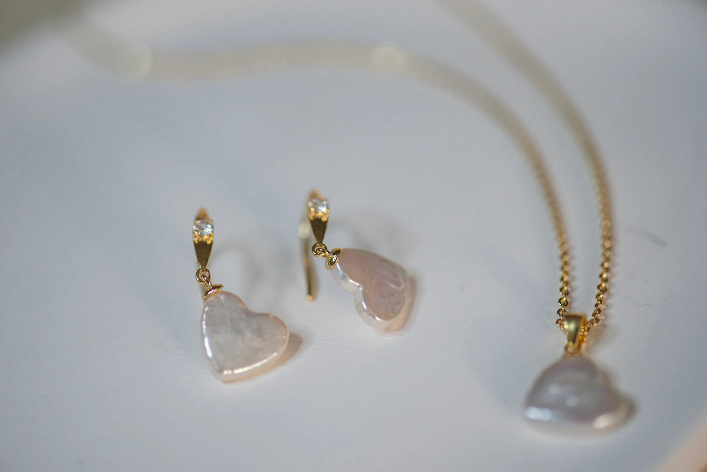 Heart Pearl Jewelry Set - Crafted with Sterling Silver