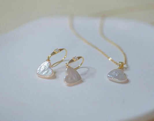 Heart Pearl Jewelry Set - Crafted with Sterling Silver