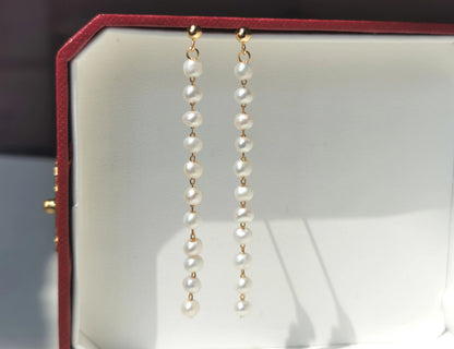 Handmade Freshwater Pearl Tassel Earrings - Crafted with Brass