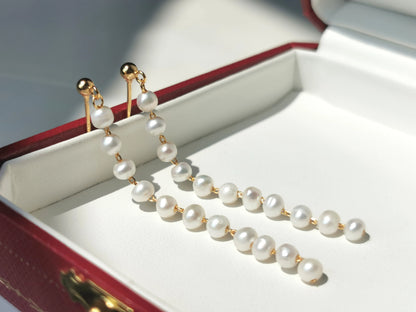 Handmade Freshwater Pearl Tassel Earrings - Crafted with Brass