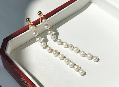 Handmade Freshwater Pearl Tassel Earrings - Crafted with Brass