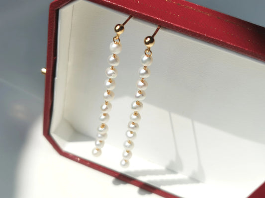 Handmade Freshwater Pearl Tassel Earrings - Crafted with Brass