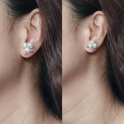Minimalist Brass Pearl Stud Earrings - Crafted with freshwater pearl,