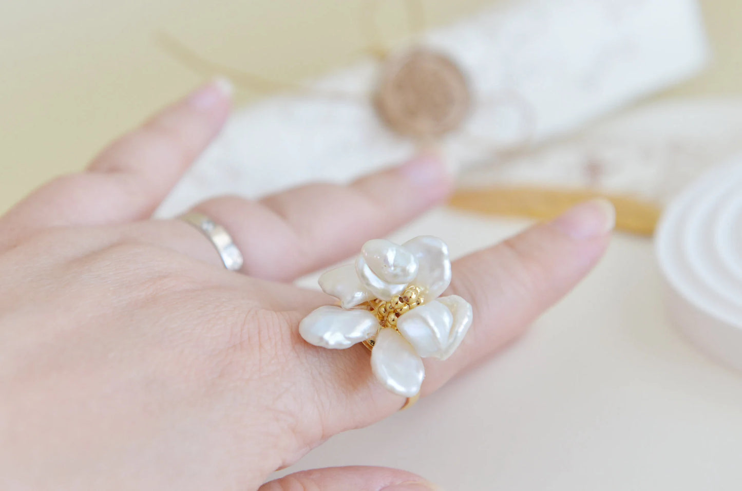 Handmade Baroque Pearl Flower Necklace - Crafted with Brass