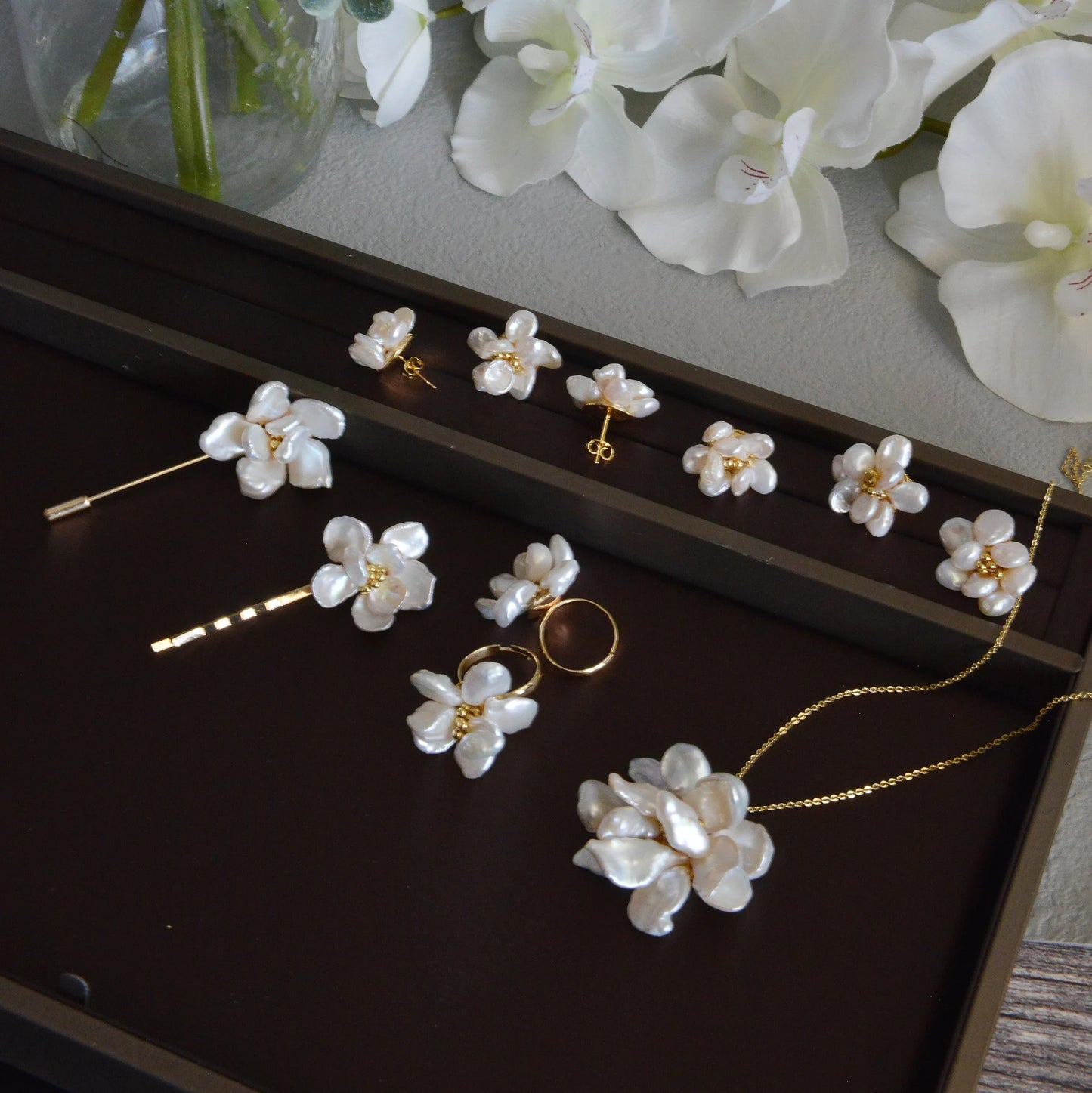 Handmade Baroque Pearl Flower Necklace - Crafted with Brass