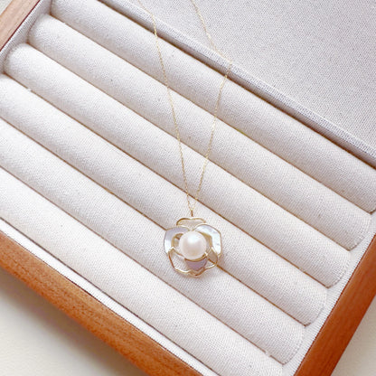Freshwater Pearl Jewelry Set | Gold Earrings & Necklace |Bridal Gift